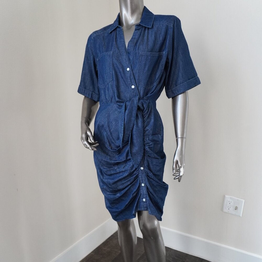 Veronica Beard Hensley Dress Blue Chambrey Shirt Dress Rushed Size 4 - Picture 2 of 7